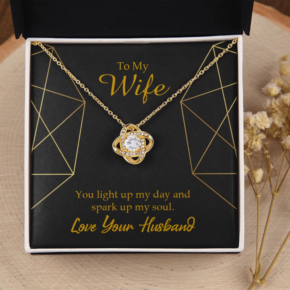 To My Wife You Light Up My Day Infinity Knot Necklace Message Card-Express Your Love Gifts