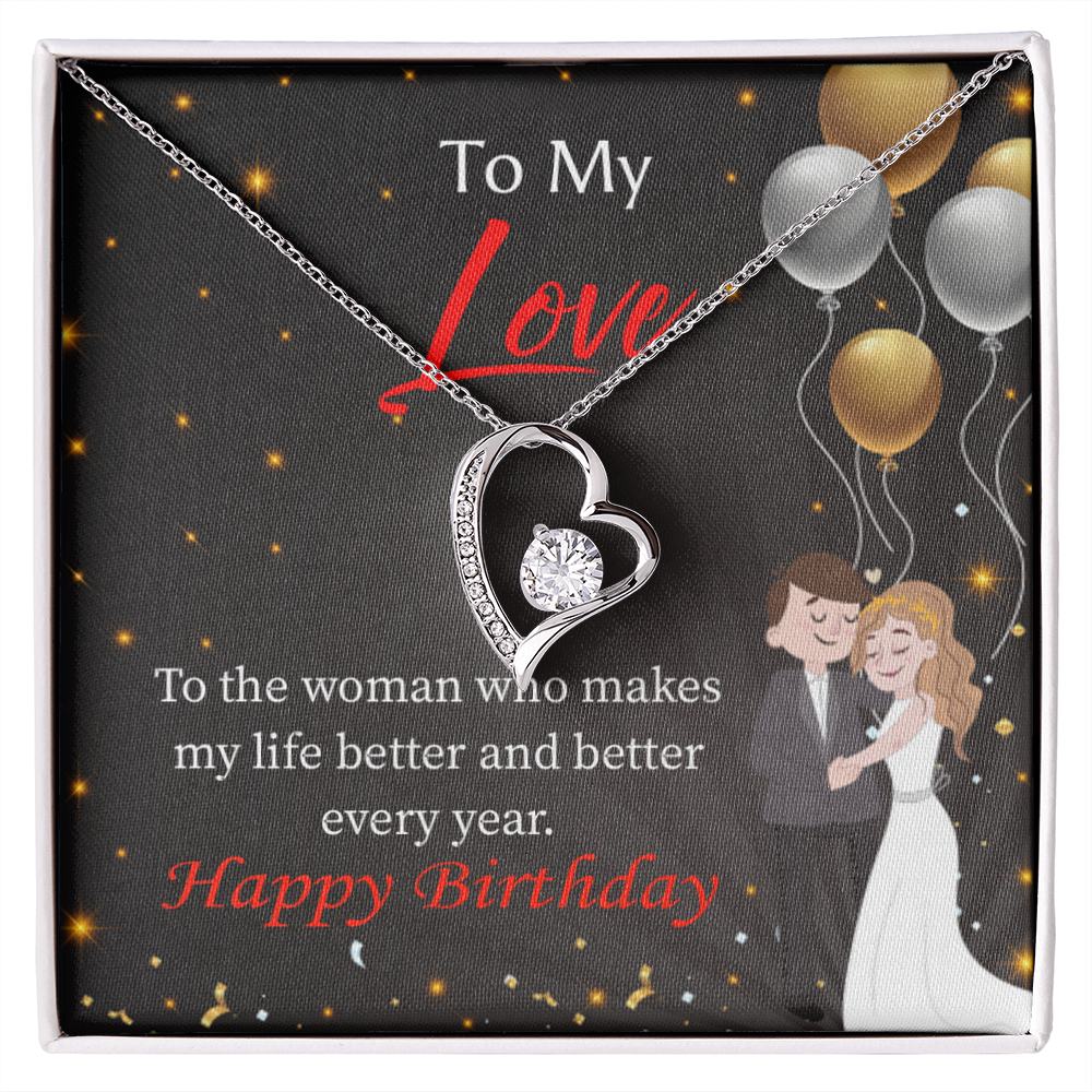 To My Wife You Make Me Better Birthday Message Forever Necklace w Message Card-Express Your Love Gifts