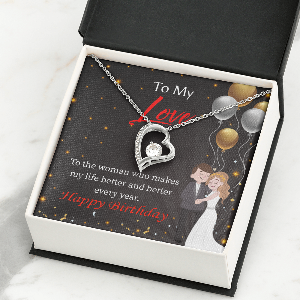 To My Wife You Make Me Better Birthday Message Forever Necklace w Message Card-Express Your Love Gifts