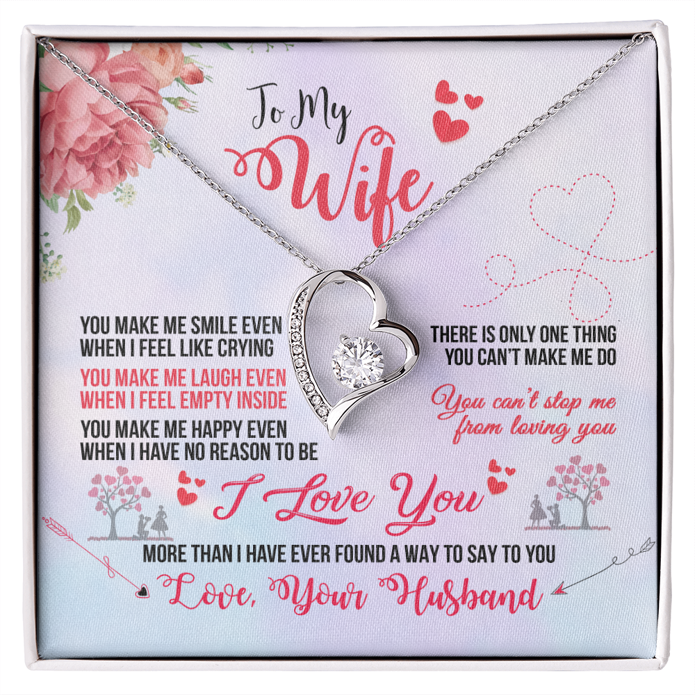 To My Wife You Make Me Smile Forever Necklace w Message Card-Express Your Love Gifts