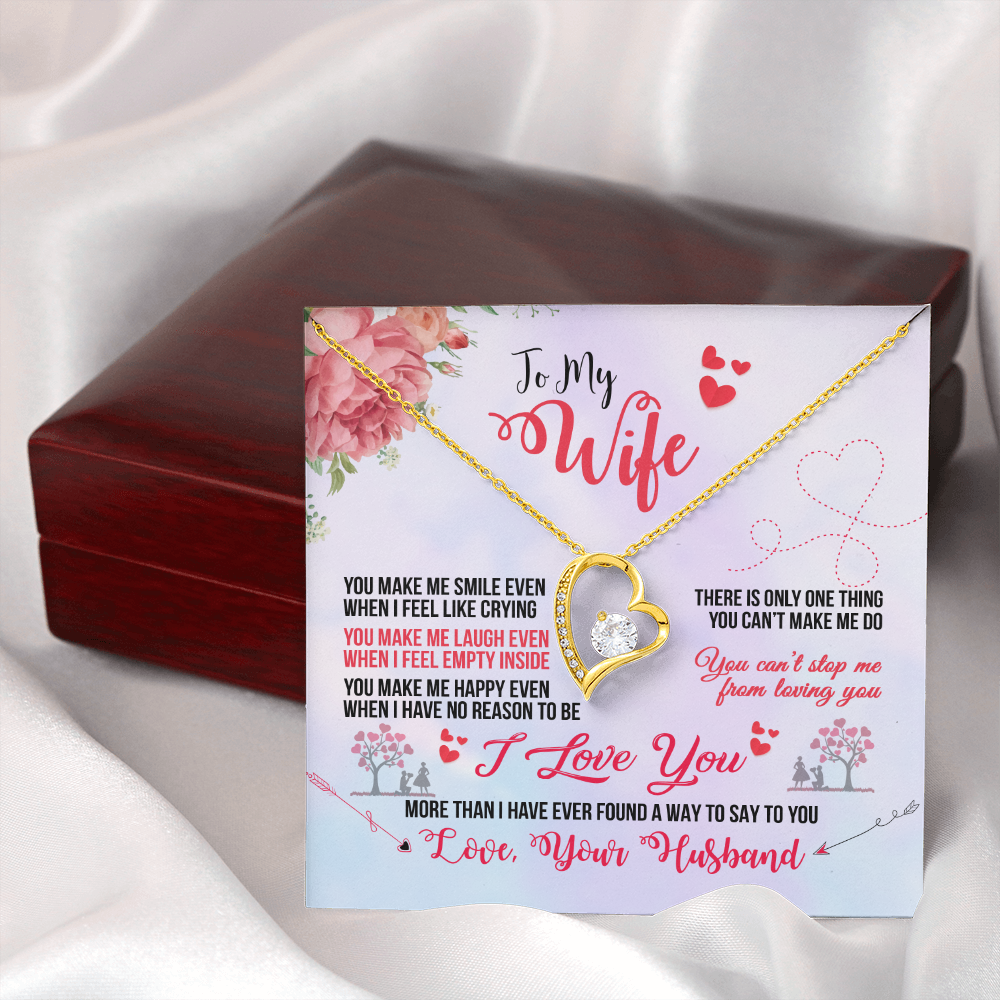 To My Wife You Make Me Smile Forever Necklace w Message Card-Express Your Love Gifts