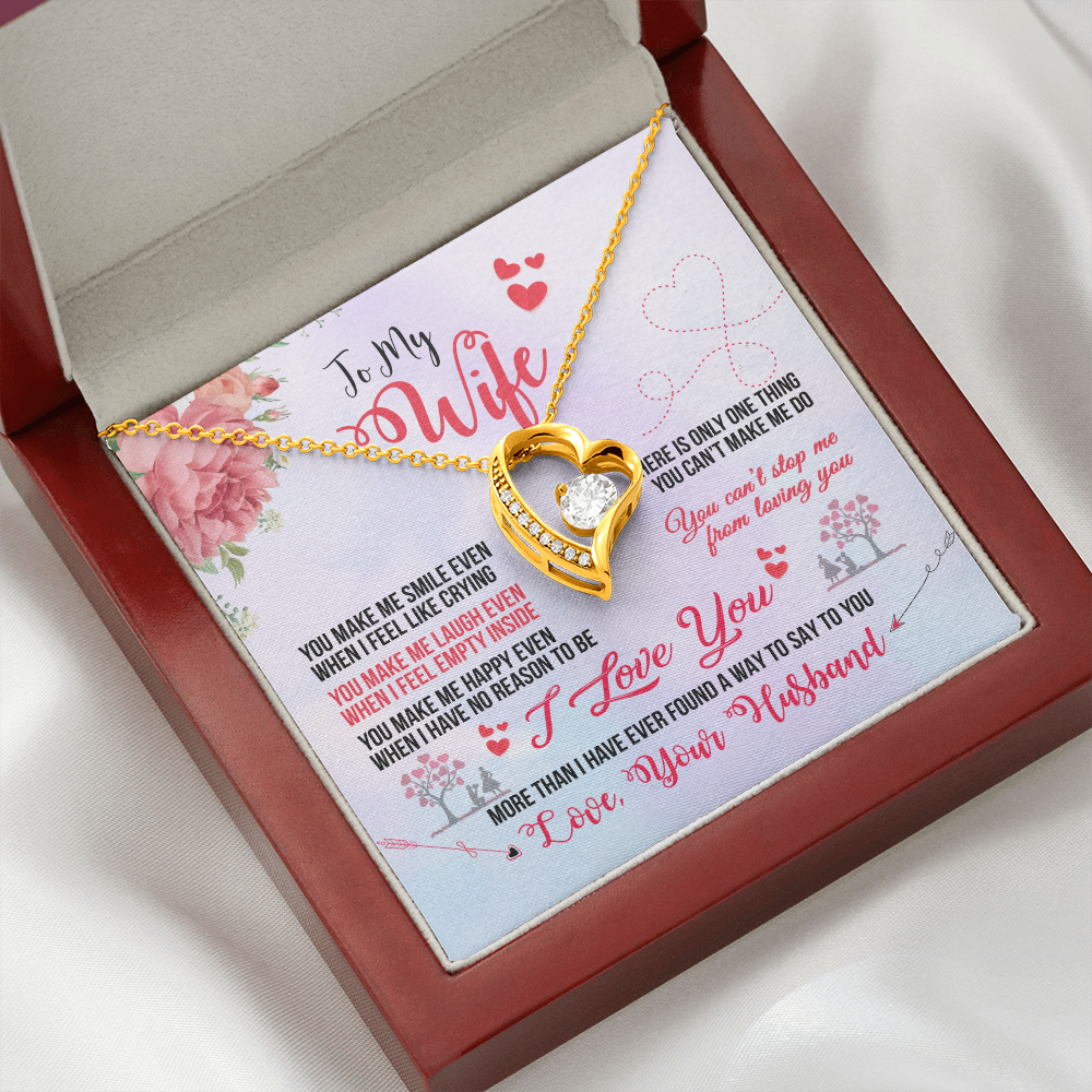 To My Wife You Make Me Smile Forever Necklace w Message Card-Express Your Love Gifts