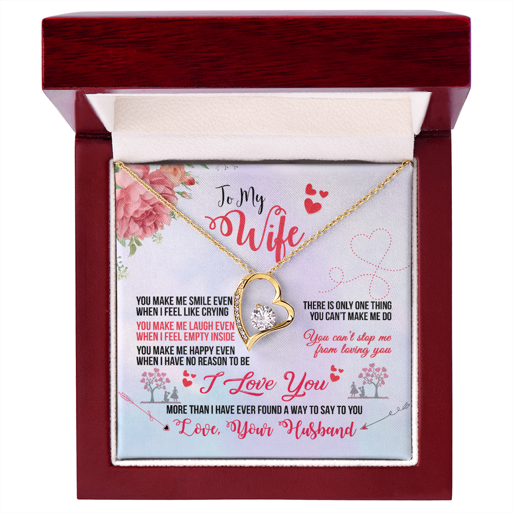 To My Wife You Make Me Smile Forever Necklace w Message Card-Express Your Love Gifts