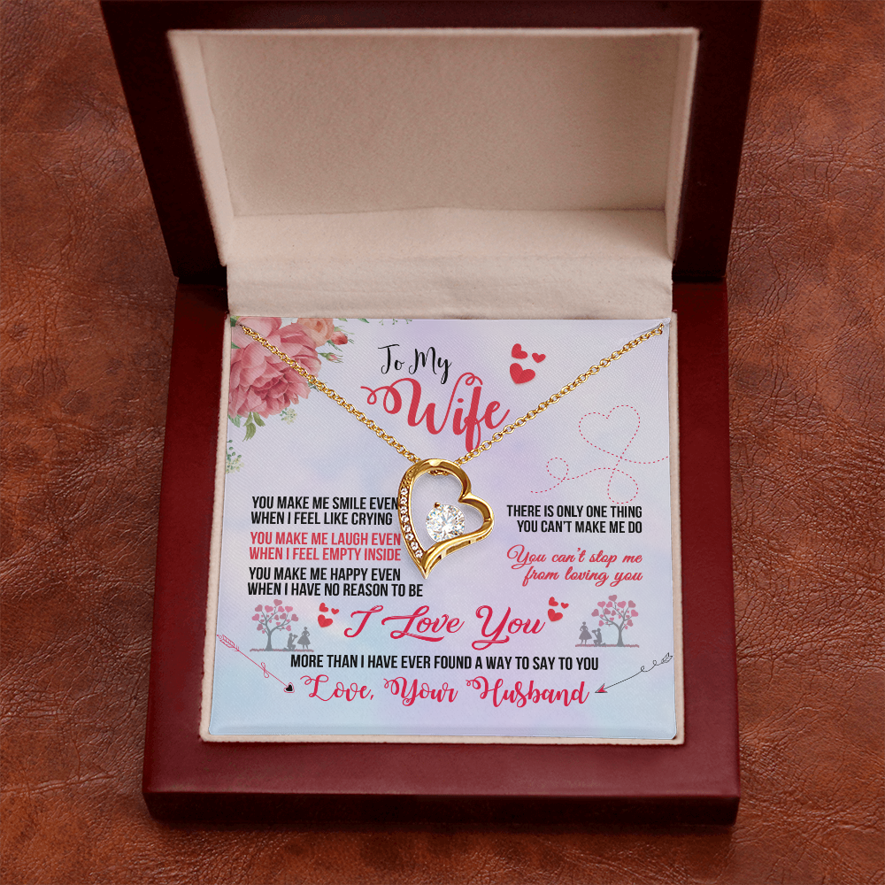 To My Wife You Make Me Smile Forever Necklace w Message Card-Express Your Love Gifts