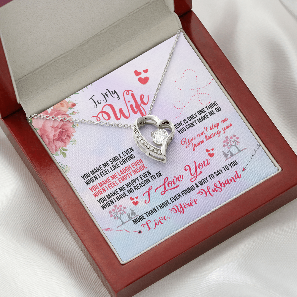 To My Wife You Make Me Smile Forever Necklace w Message Card-Express Your Love Gifts