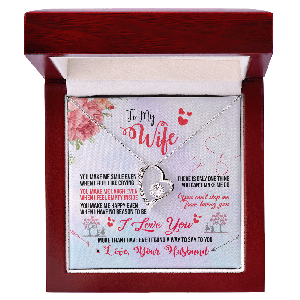 To My Wife You Make Me Smile Forever Necklace w Message Card-Express Your Love Gifts