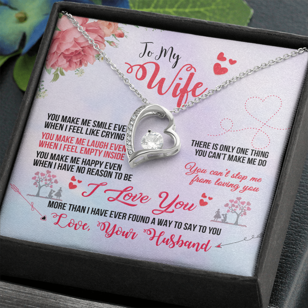 To My Wife You Make Me Smile Forever Necklace w Message Card-Express Your Love Gifts