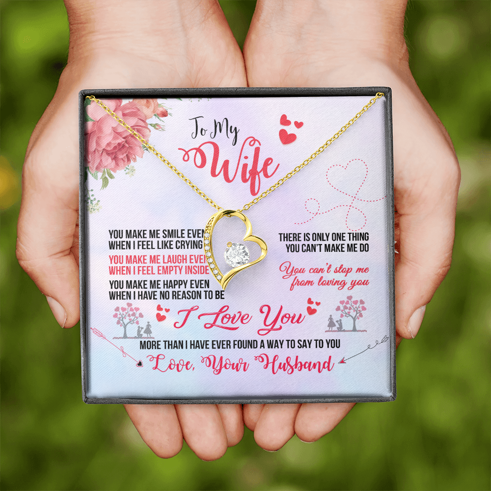 To My Wife You Make Me Smile Forever Necklace w Message Card-Express Your Love Gifts