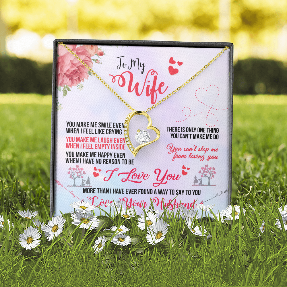 To My Wife You Make Me Smile Forever Necklace w Message Card-Express Your Love Gifts