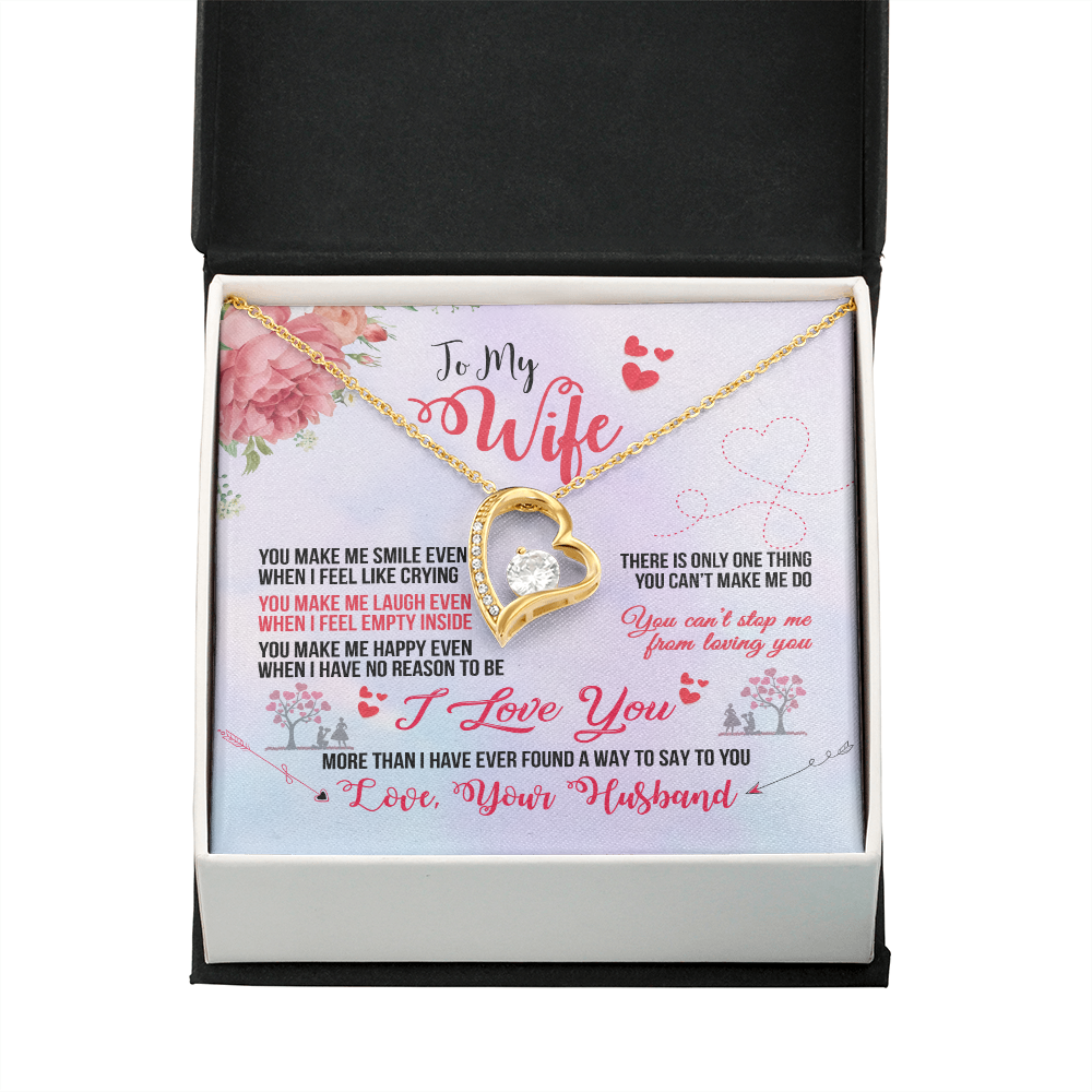 To My Wife You Make Me Smile Forever Necklace w Message Card-Express Your Love Gifts