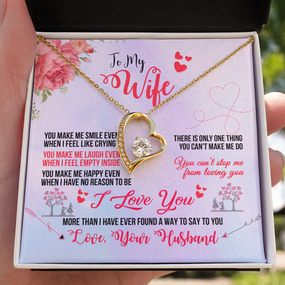 To My Wife You Make Me Smile Forever Necklace w Message Card-Express Your Love Gifts