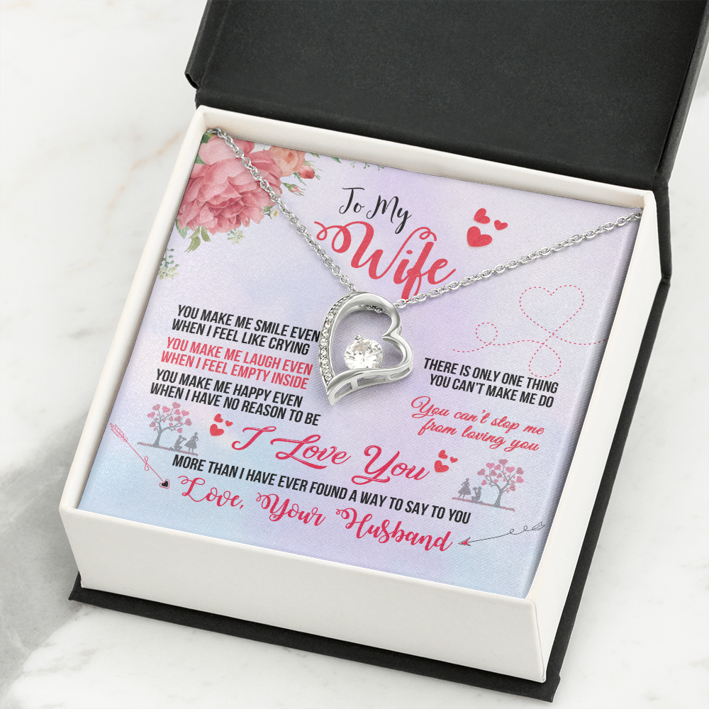 To My Wife You Make Me Smile Forever Necklace w Message Card-Express Your Love Gifts