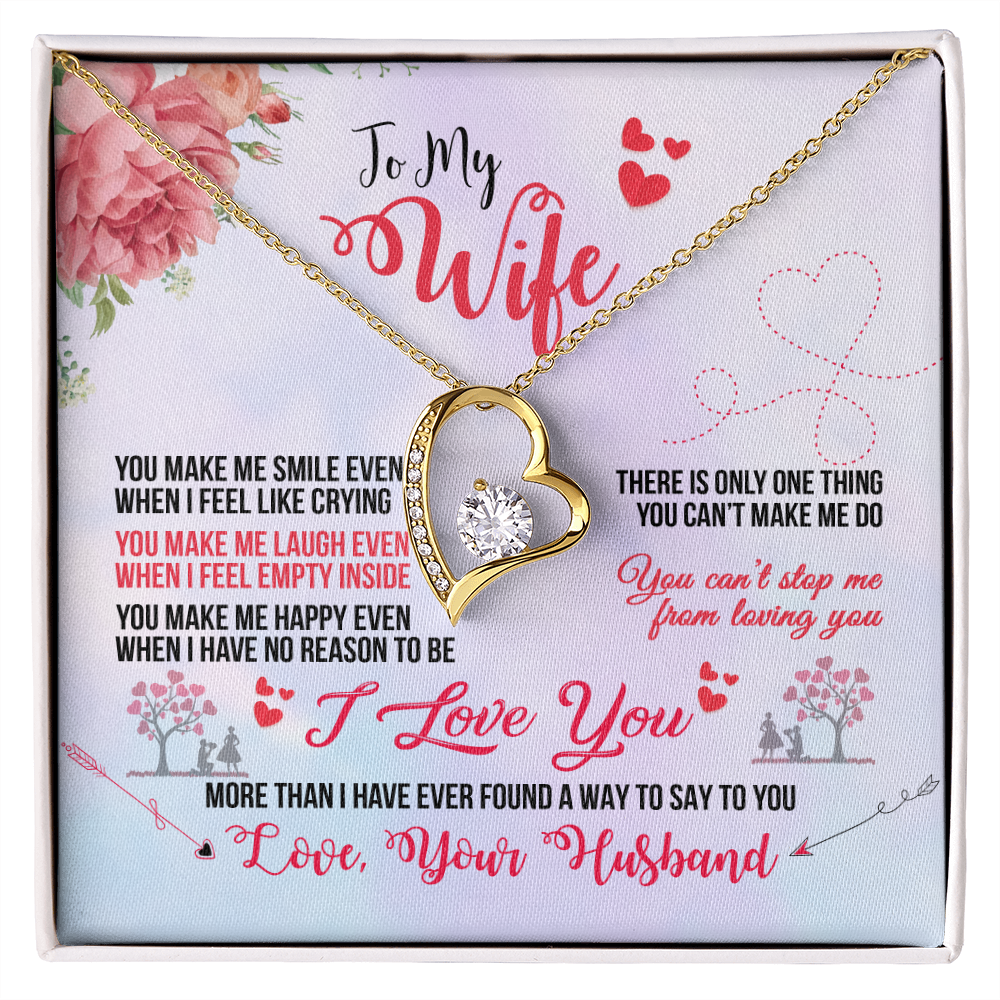 To My Wife You Make Me Smile Forever Necklace w Message Card-Express Your Love Gifts