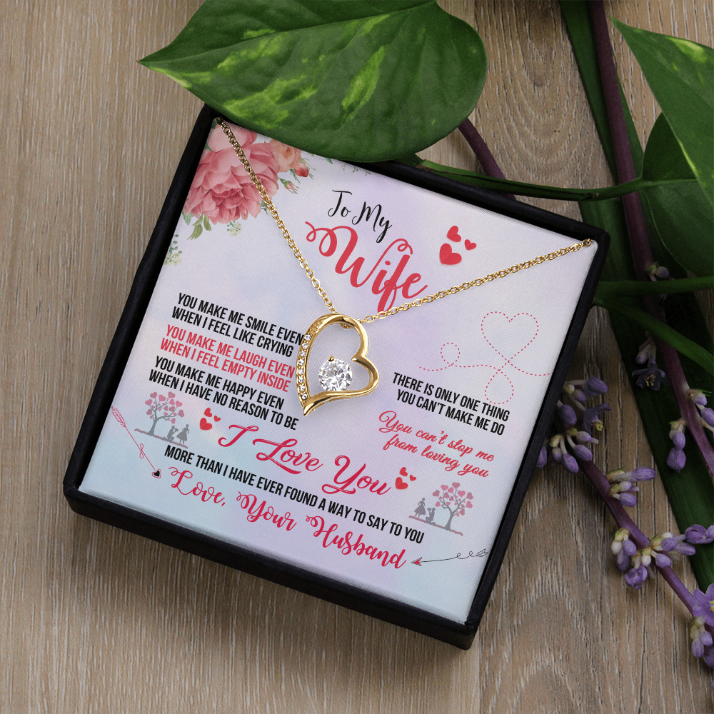 To My Wife You Make Me Smile Forever Necklace w Message Card-Express Your Love Gifts