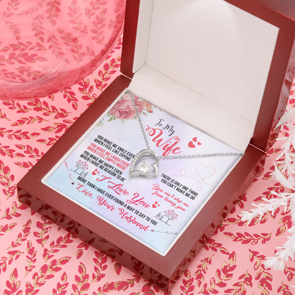 To My Wife You Make Me Smile Forever Necklace w Message Card-Express Your Love Gifts