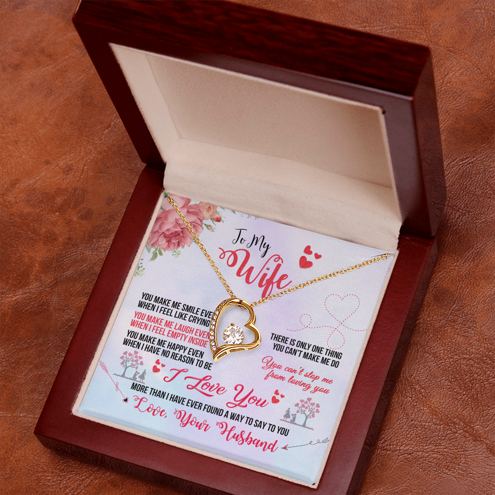 To My Wife You Make Me Smile Forever Necklace w Message Card-Express Your Love Gifts