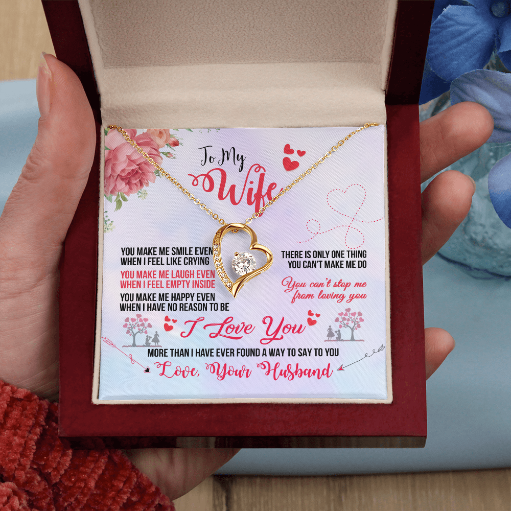 To My Wife You Make Me Smile Forever Necklace w Message Card-Express Your Love Gifts