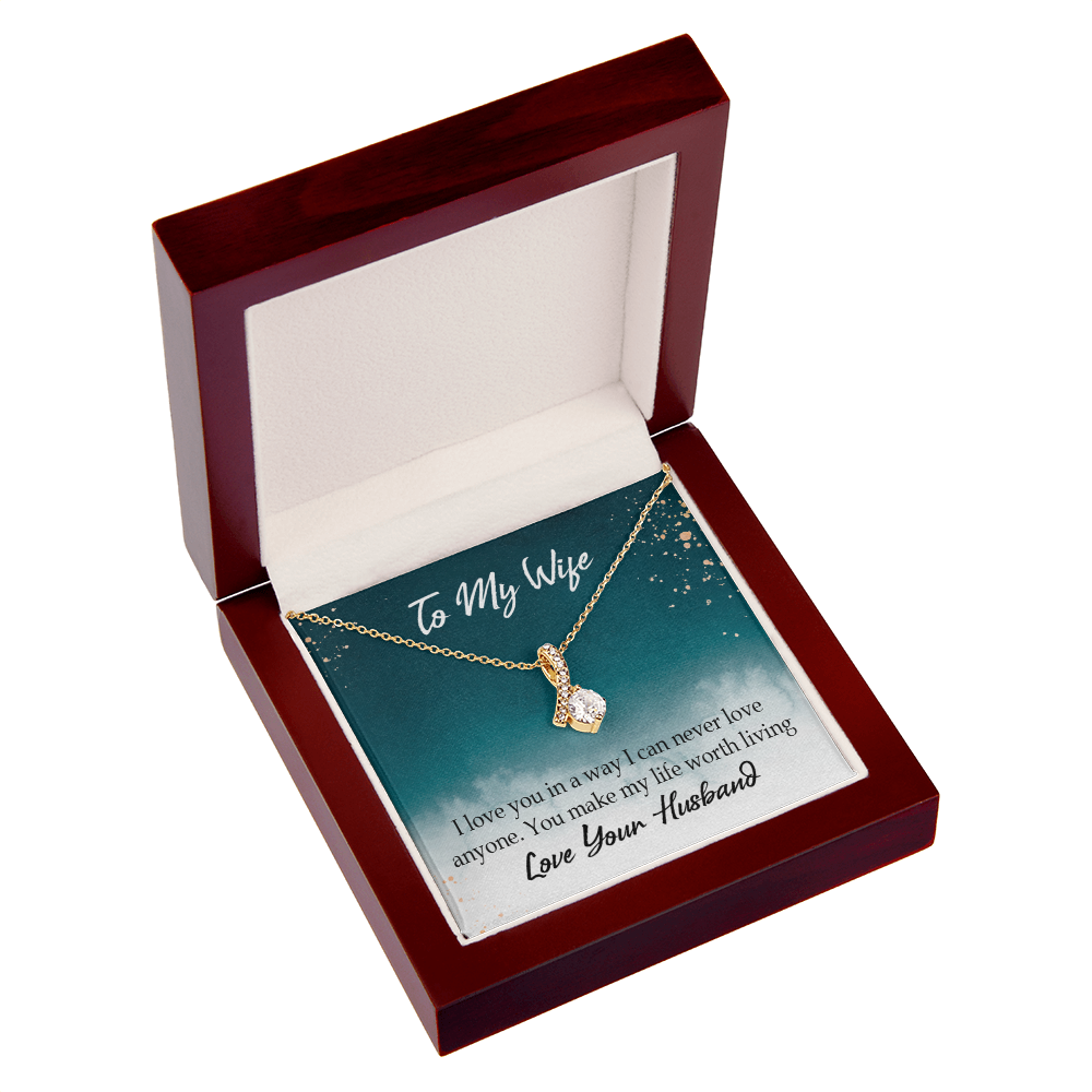 To My Wife You Make My Life Worth Living Alluring Ribbon Necklace Message Card-Express Your Love Gifts