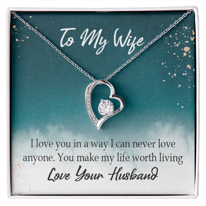 To My Wife You Make My Life Worth Living Forever Necklace w Message Card-Express Your Love Gifts