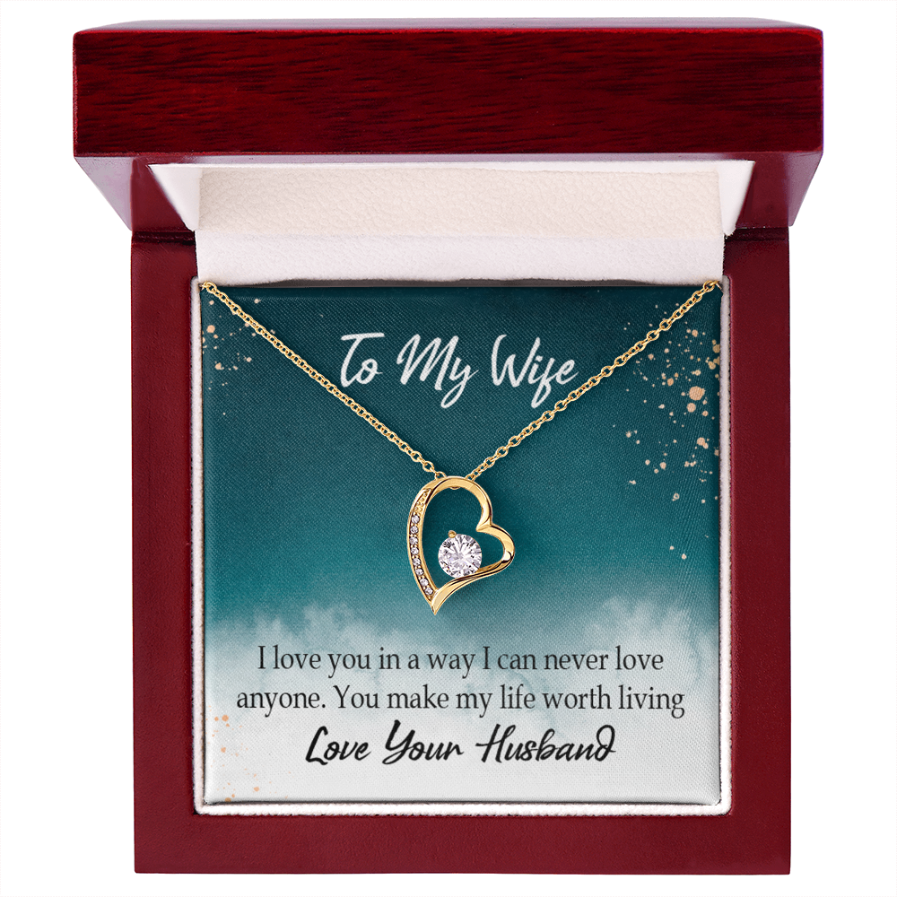 To My Wife You Make My Life Worth Living Forever Necklace w Message Card-Express Your Love Gifts