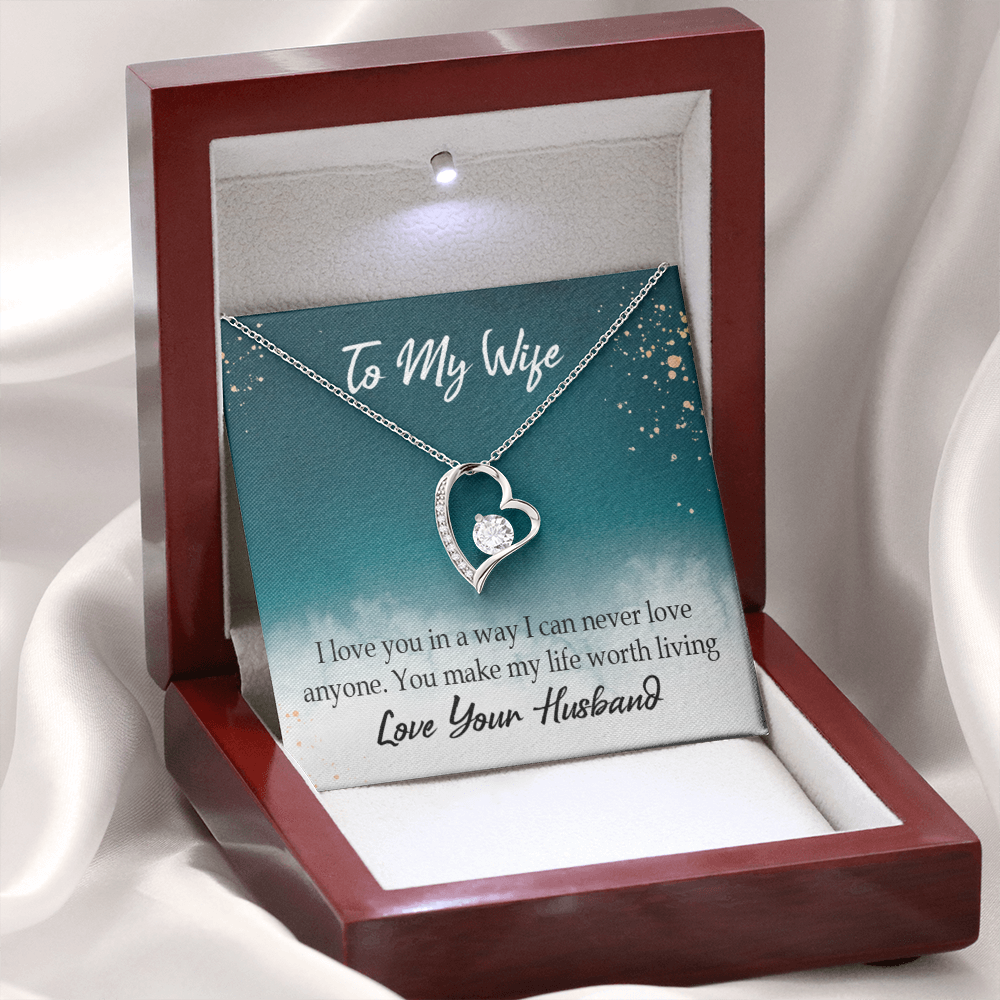 To My Wife You Make My Life Worth Living Forever Necklace w Message Card-Express Your Love Gifts