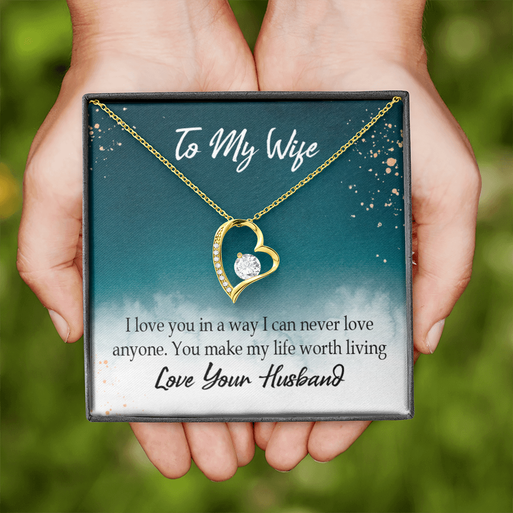 To My Wife You Make My Life Worth Living Forever Necklace w Message Card-Express Your Love Gifts