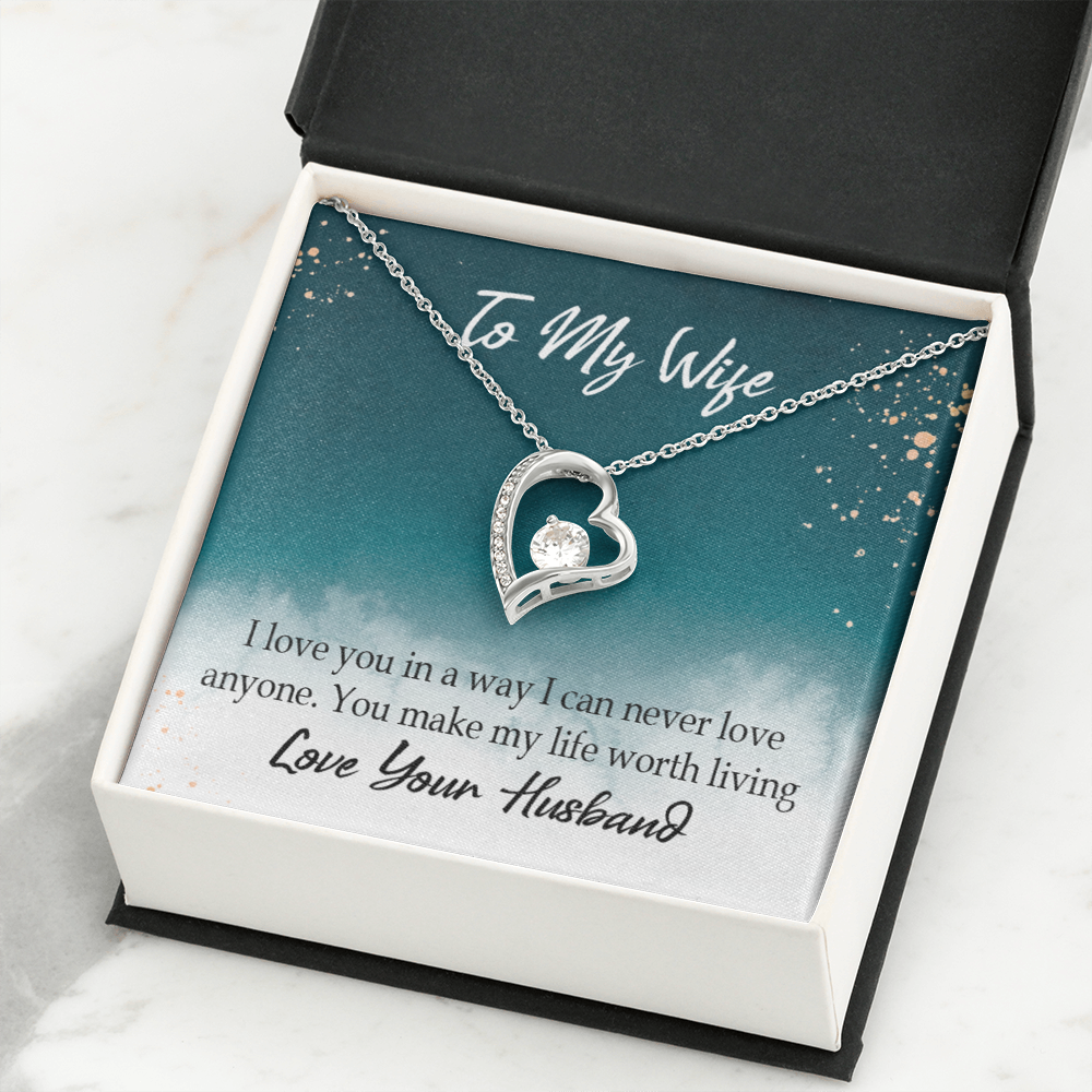 To My Wife You Make My Life Worth Living Forever Necklace w Message Card-Express Your Love Gifts