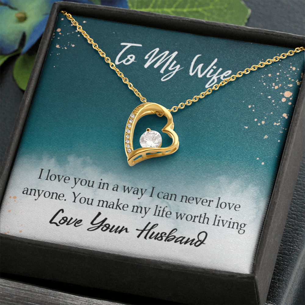 To My Wife You Make My Life Worth Living Forever Necklace w Message Card-Express Your Love Gifts