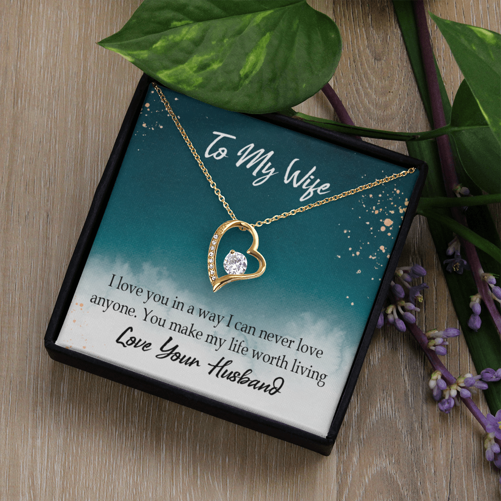 To My Wife You Make My Life Worth Living Forever Necklace w Message Card-Express Your Love Gifts