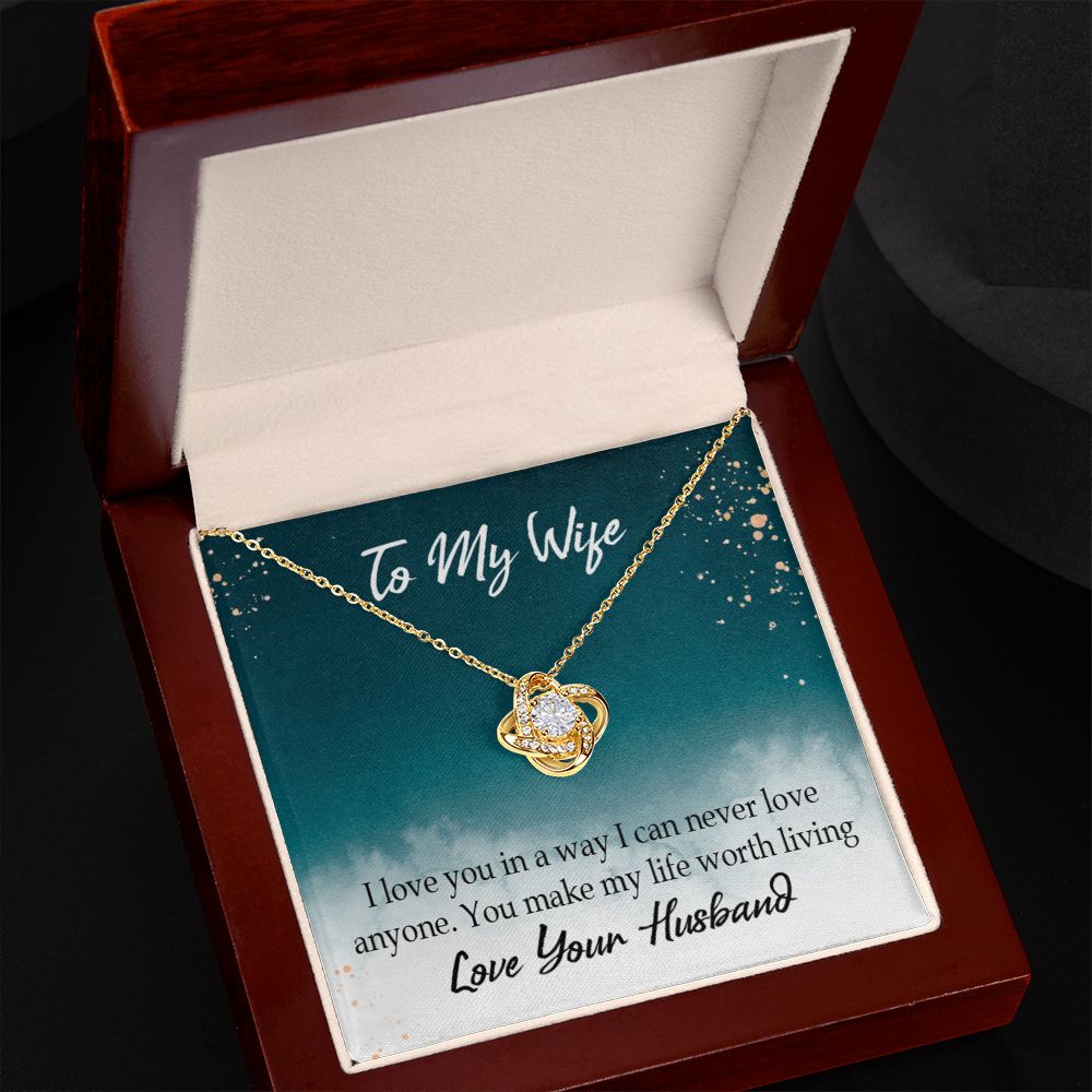 To My Wife You Make My Life Worth Living Infinity Knot Necklace Message Card-Express Your Love Gifts