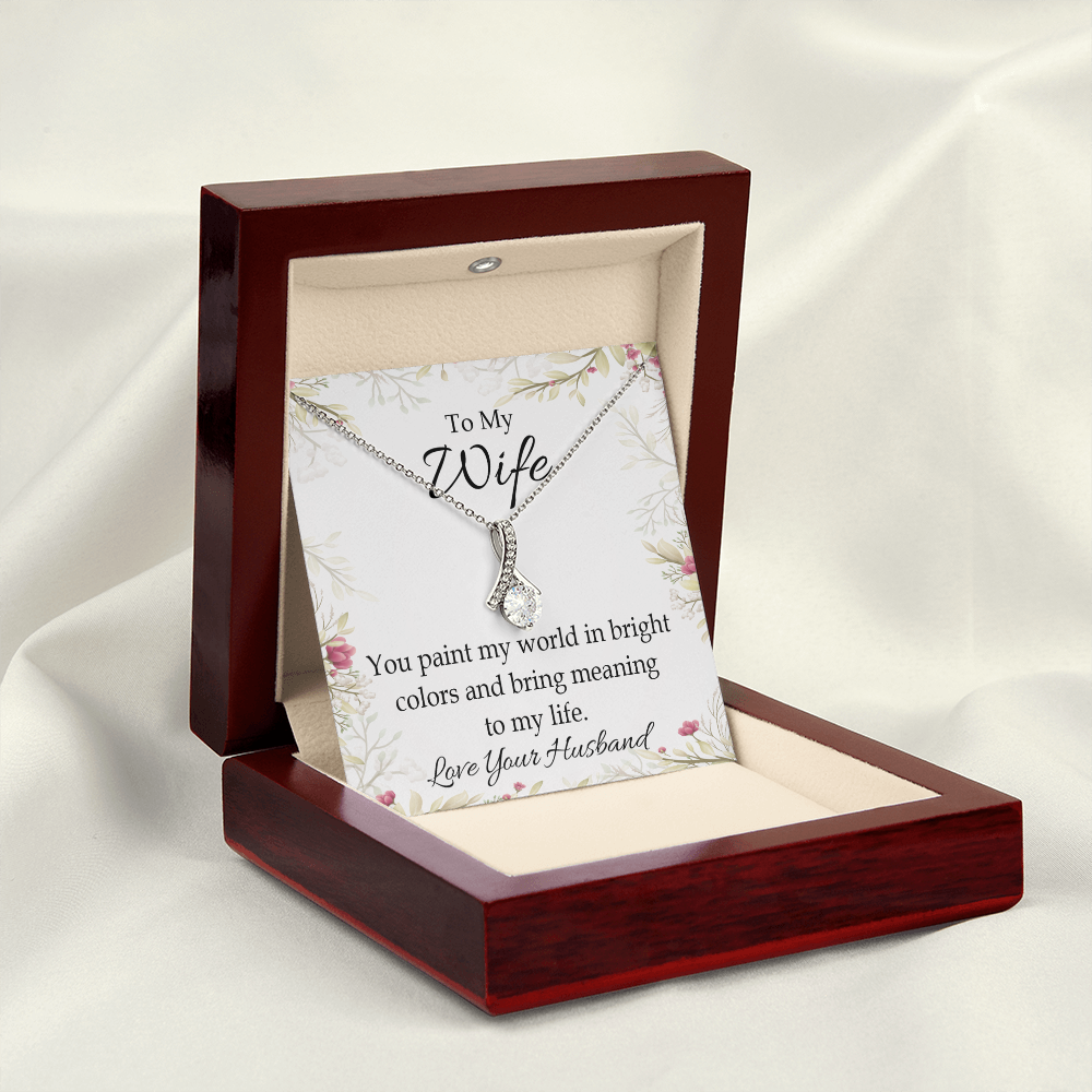 To My Wife You Paint My World Alluring Ribbon Necklace Message Card-Express Your Love Gifts