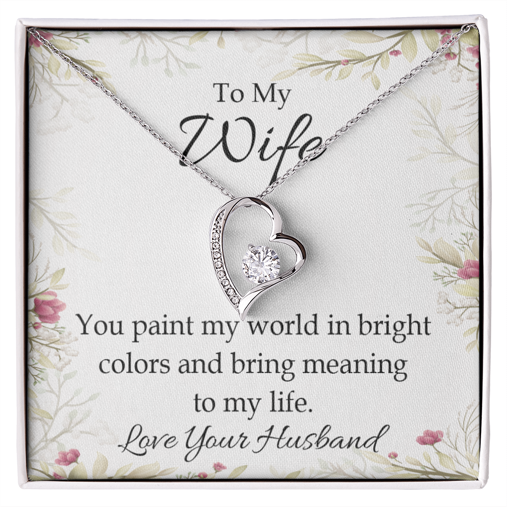 To My Wife You Paint My World Forever Necklace w Message Card-Express Your Love Gifts