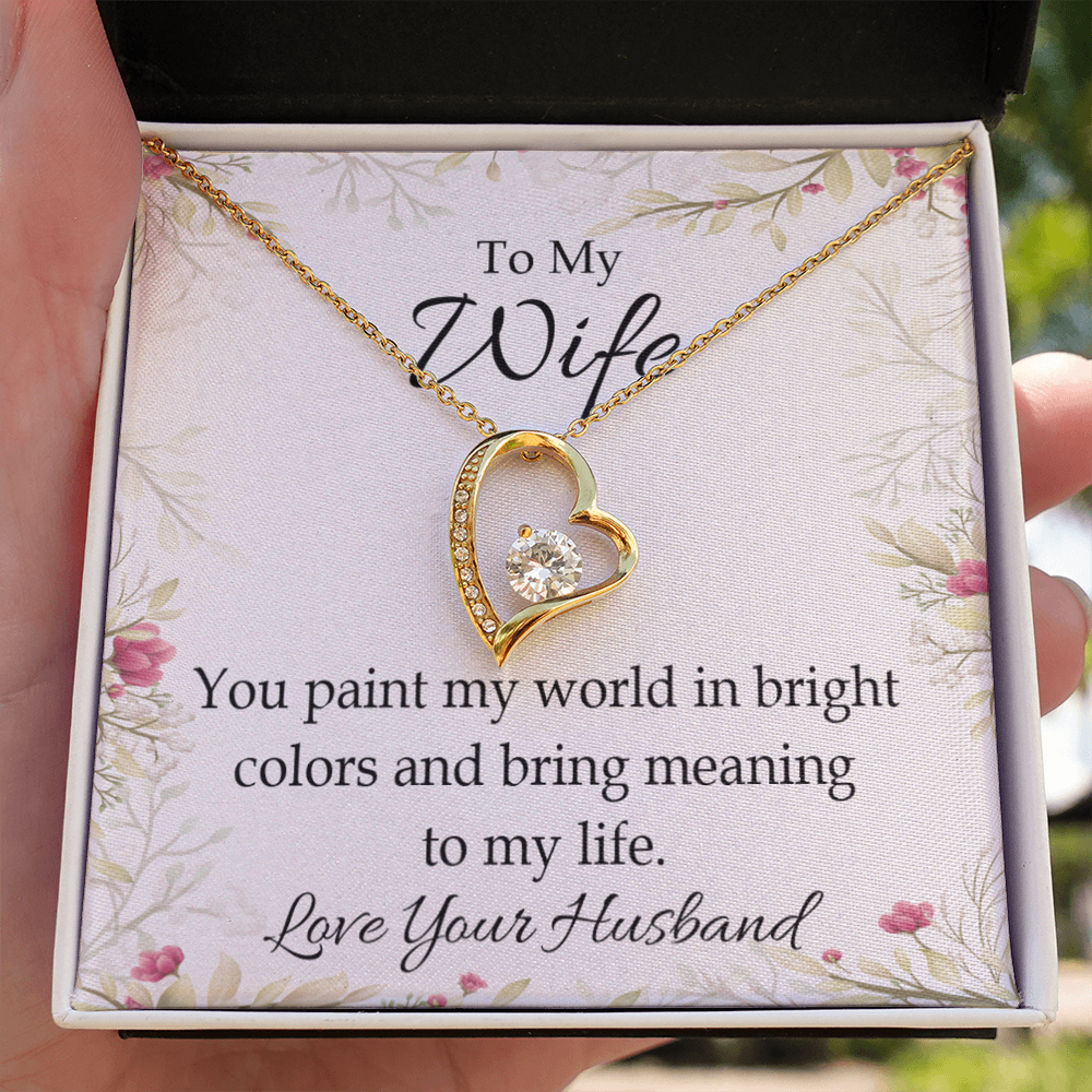 To My Wife You Paint My World Forever Necklace w Message Card-Express Your Love Gifts