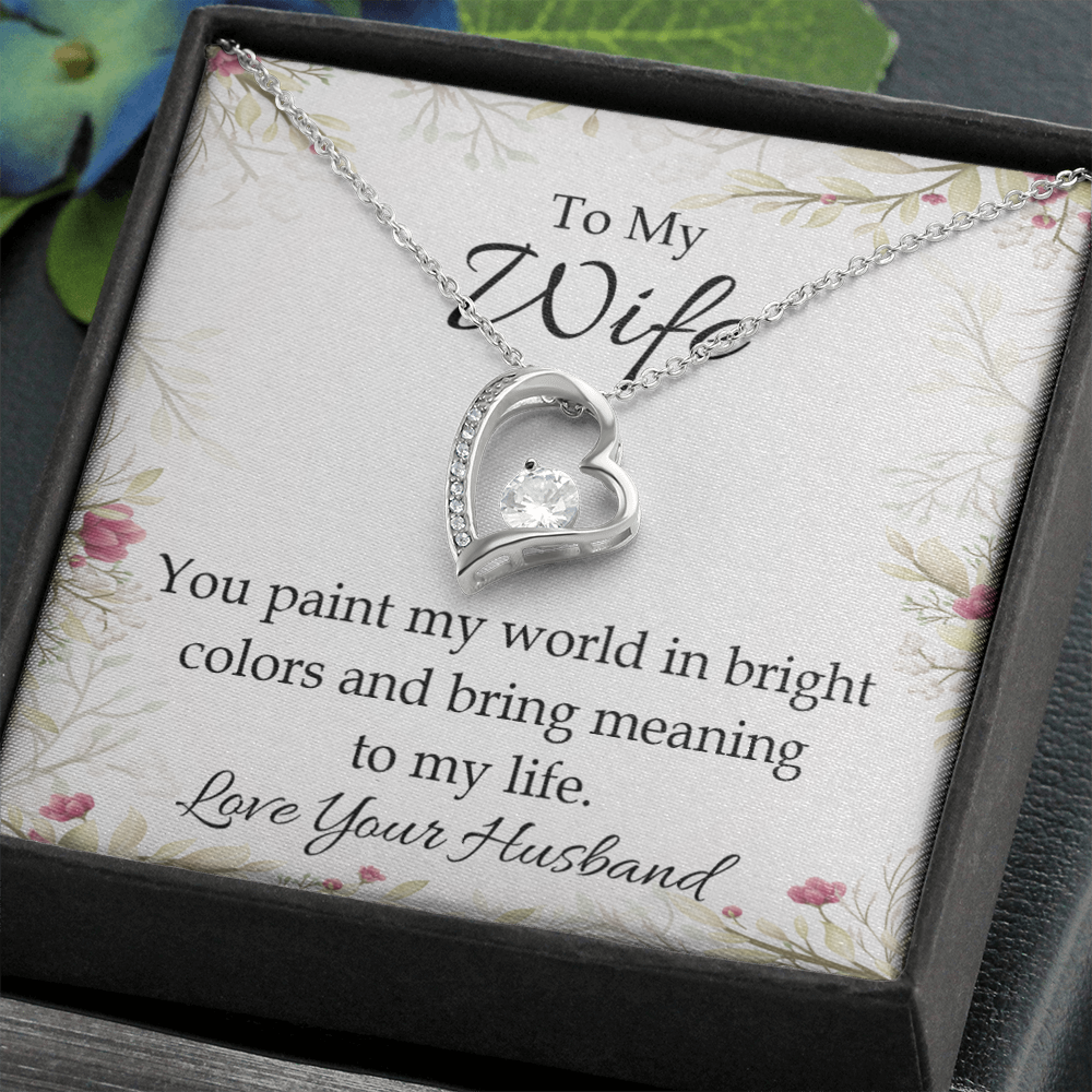 To My Wife You Paint My World Forever Necklace w Message Card-Express Your Love Gifts