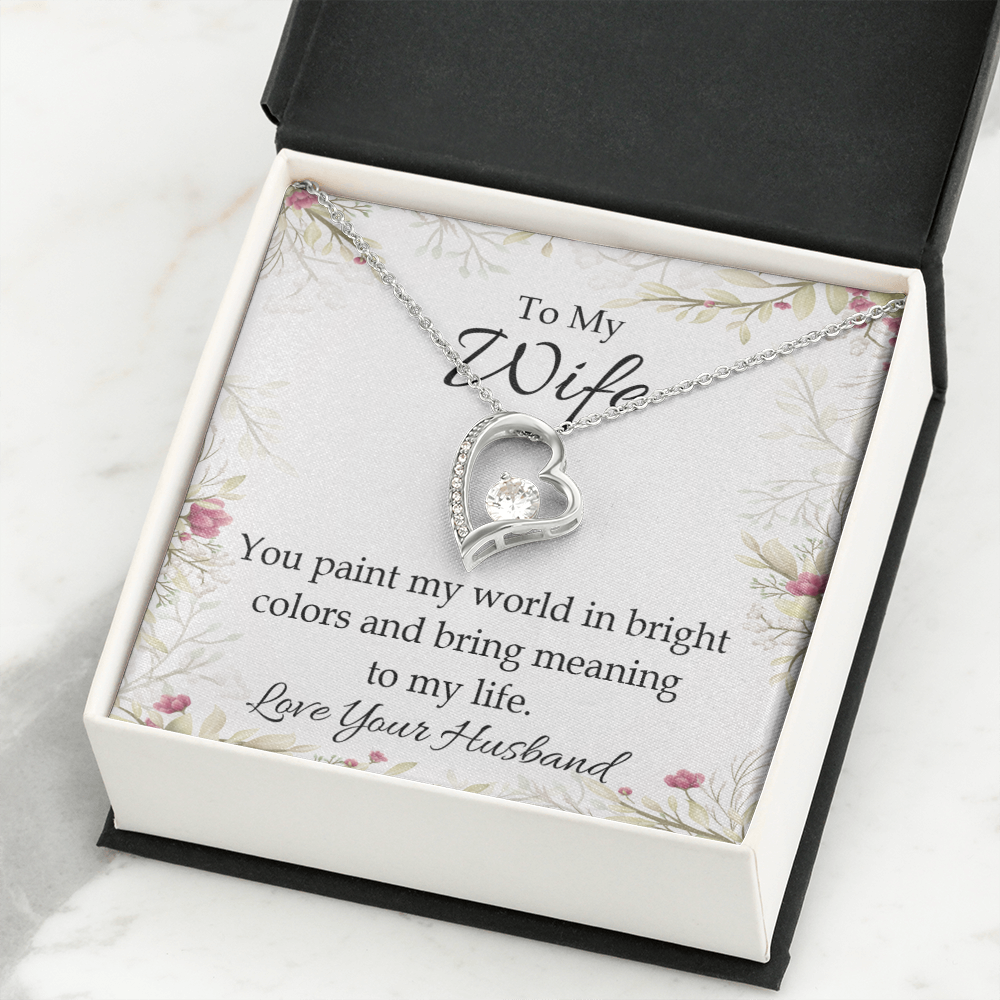 To My Wife You Paint My World Forever Necklace w Message Card-Express Your Love Gifts