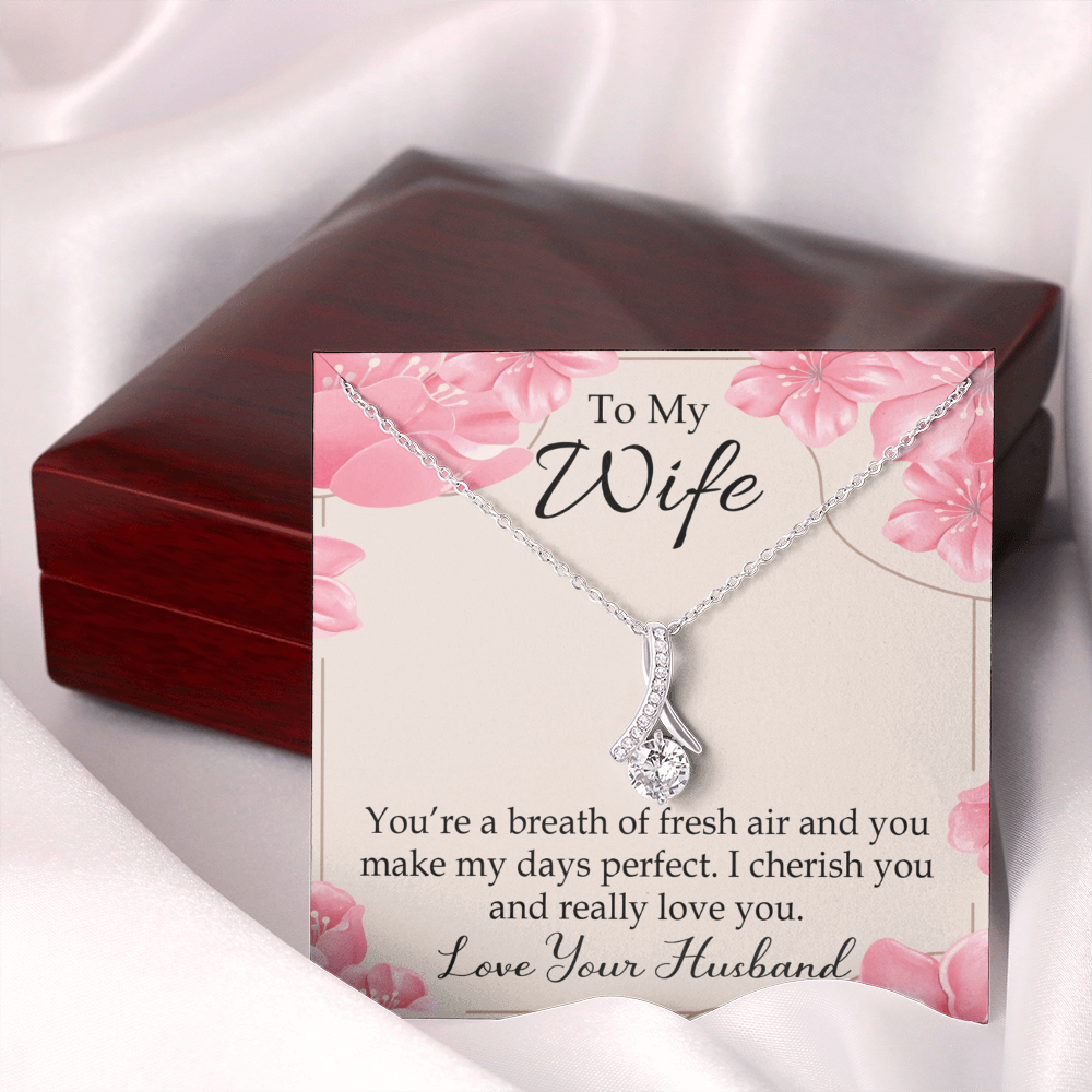 To My Wife You’re a Breath of Fresh Air Alluring Ribbon Necklace Message Card-Express Your Love Gifts