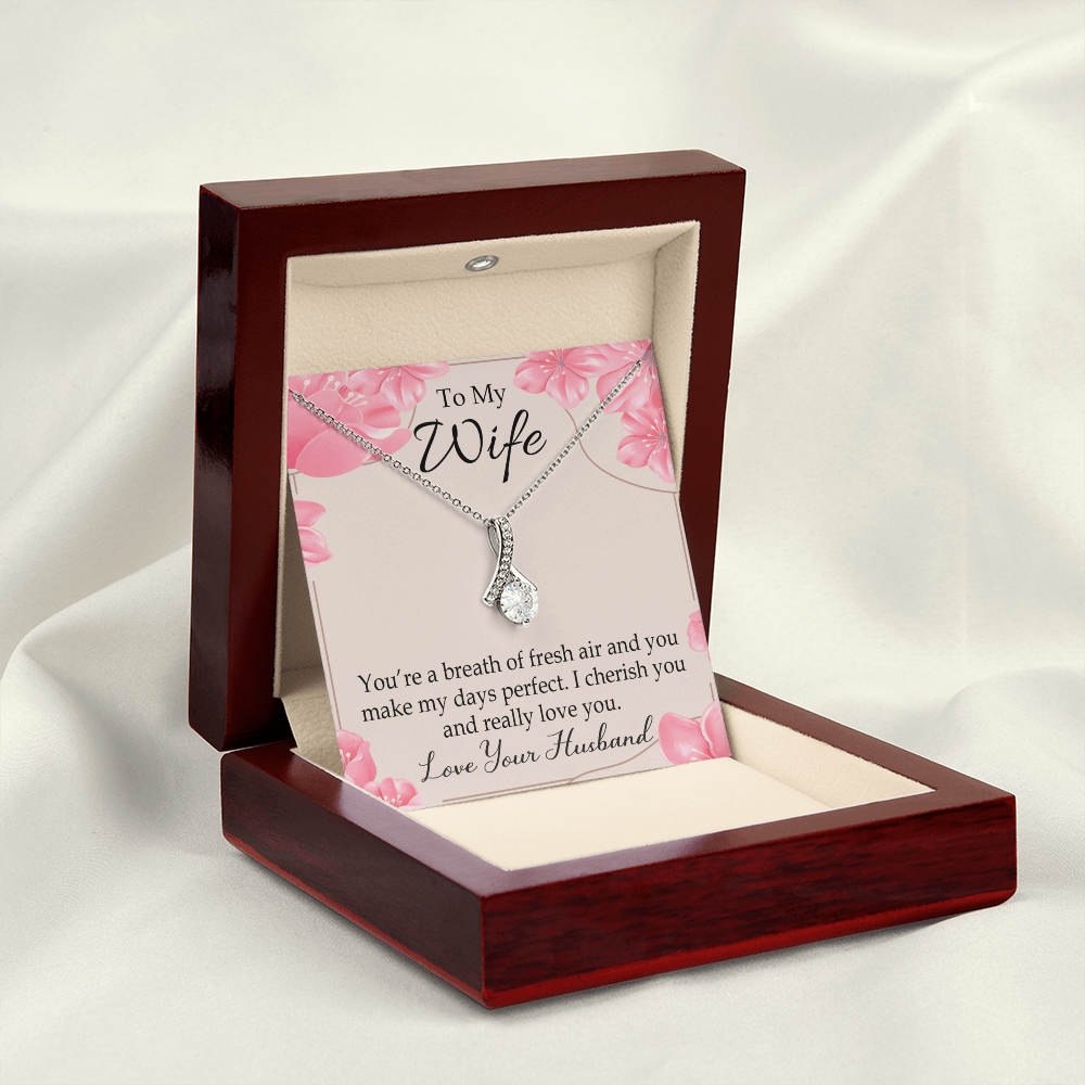 To My Wife You’re a Breath of Fresh Air Alluring Ribbon Necklace Message Card-Express Your Love Gifts