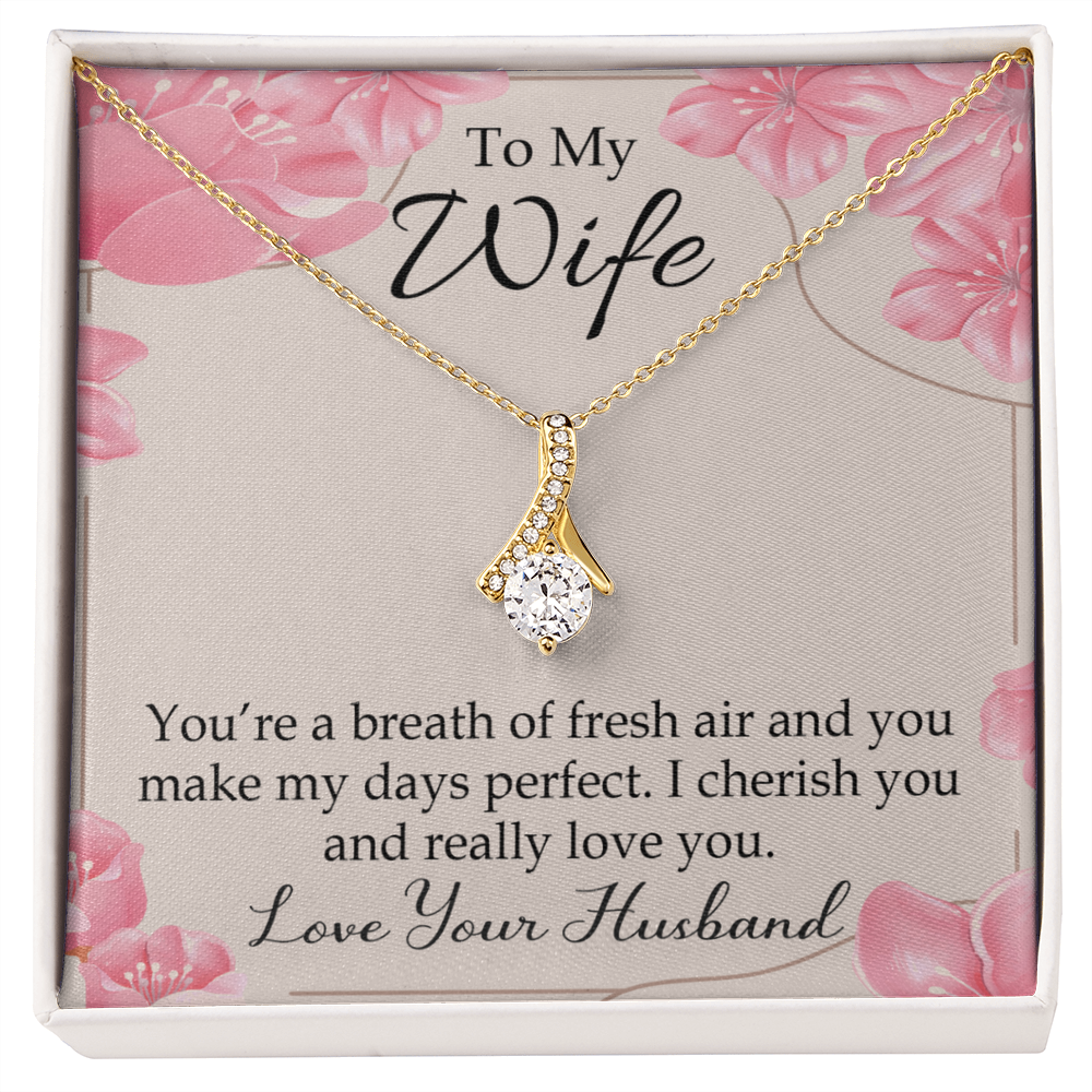 To My Wife You’re a Breath of Fresh Air Alluring Ribbon Necklace Message Card-Express Your Love Gifts