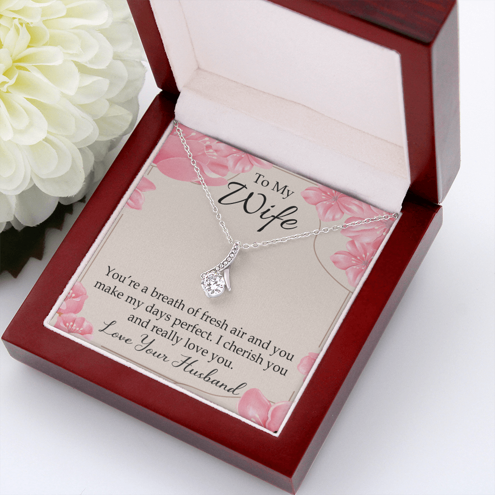 To My Wife You’re a Breath of Fresh Air Alluring Ribbon Necklace Message Card-Express Your Love Gifts