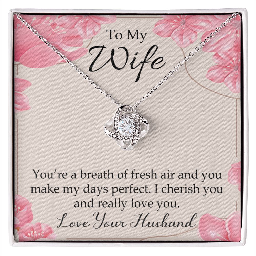 To My Wife You’re a Breath of Fresh Air Infinity Knot Necklace Message Card-Express Your Love Gifts