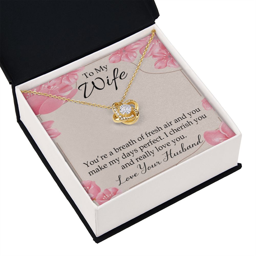 To My Wife You’re a Breath of Fresh Air Infinity Knot Necklace Message Card-Express Your Love Gifts