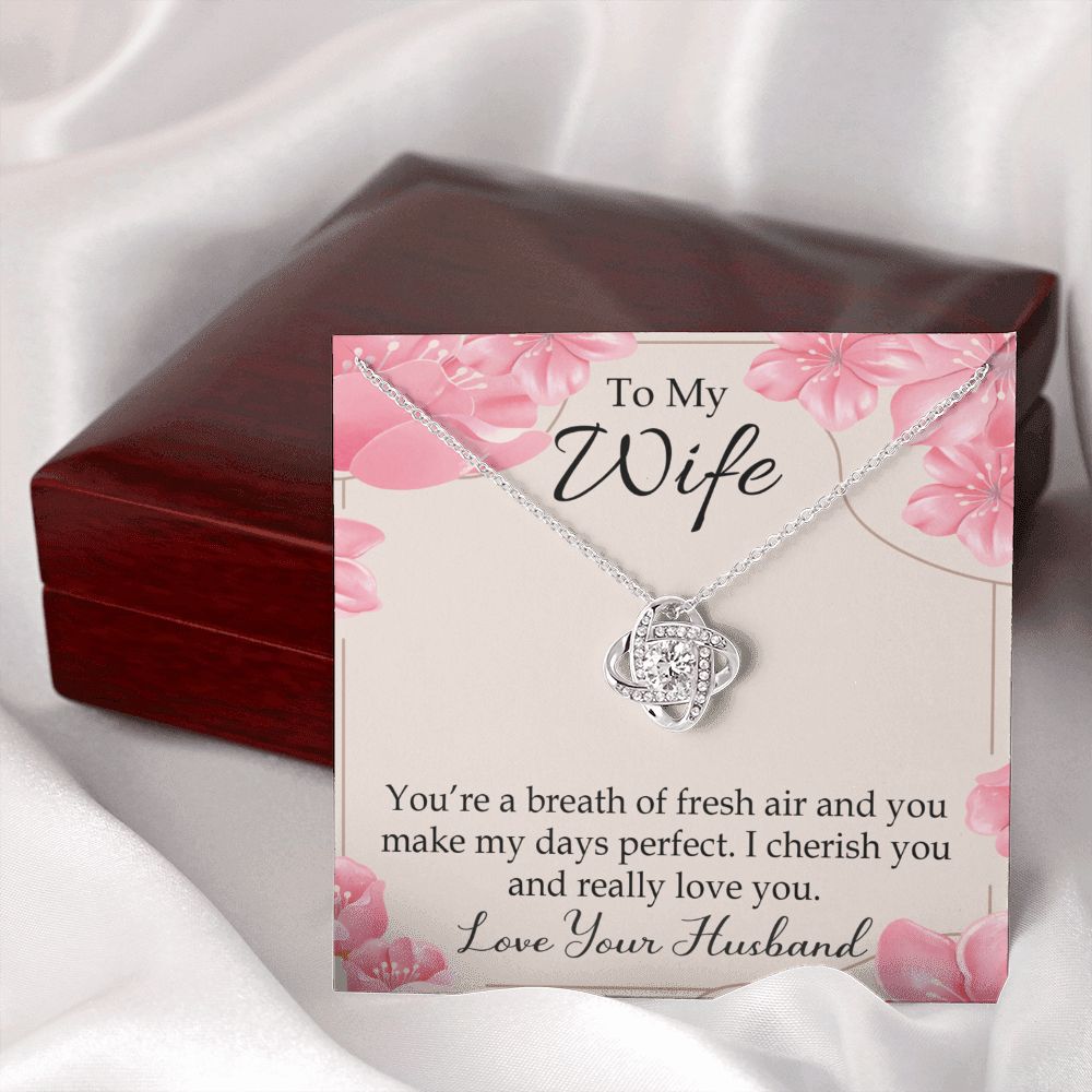 To My Wife You’re a Breath of Fresh Air Infinity Knot Necklace Message Card-Express Your Love Gifts