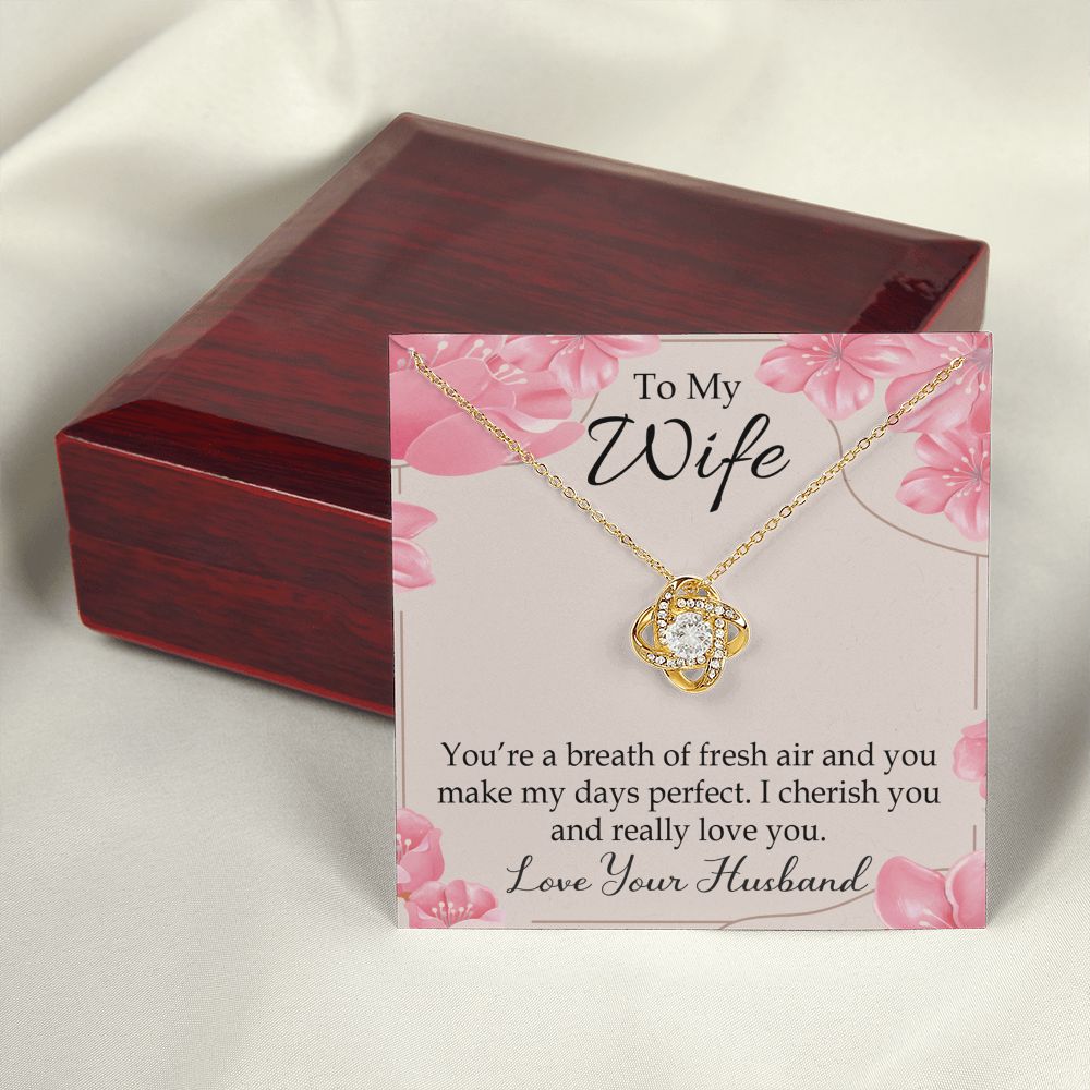 To My Wife You’re a Breath of Fresh Air Infinity Knot Necklace Message Card-Express Your Love Gifts