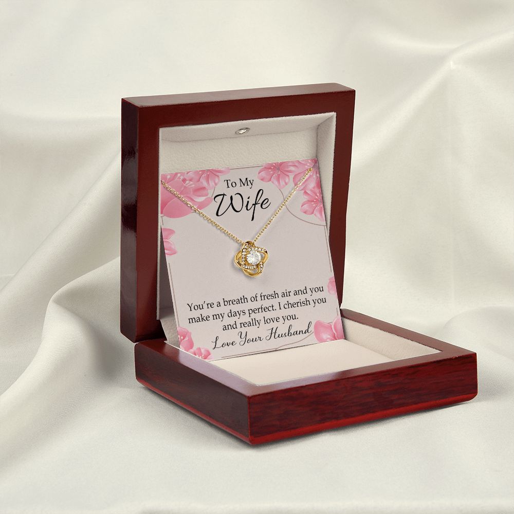 To My Wife You’re a Breath of Fresh Air Infinity Knot Necklace Message Card-Express Your Love Gifts