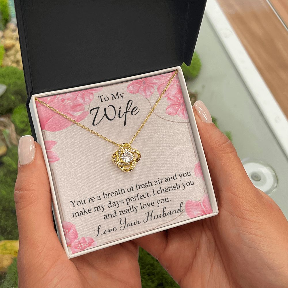 To My Wife You’re a Breath of Fresh Air Infinity Knot Necklace Message Card-Express Your Love Gifts