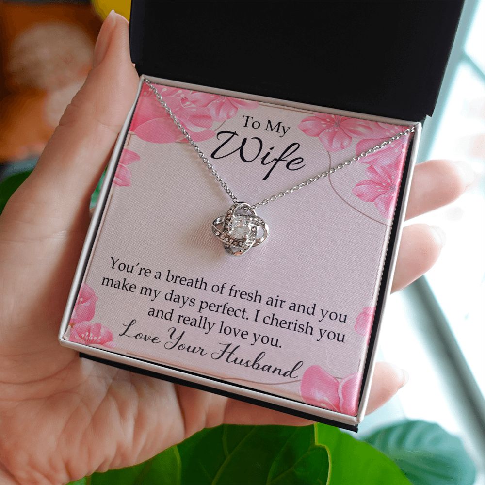 To My Wife You’re a Breath of Fresh Air Infinity Knot Necklace Message Card-Express Your Love Gifts