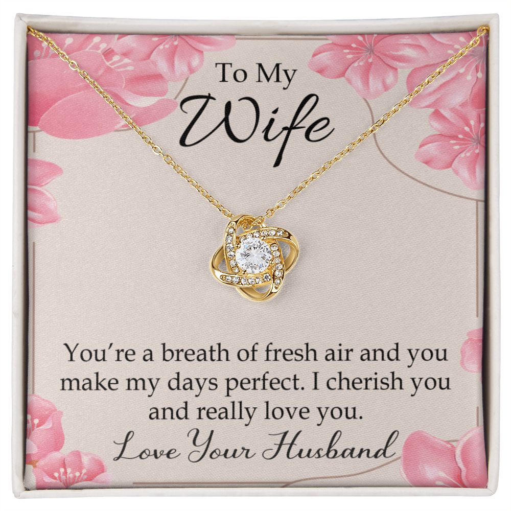 To My Wife You’re a Breath of Fresh Air Infinity Knot Necklace Message Card-Express Your Love Gifts