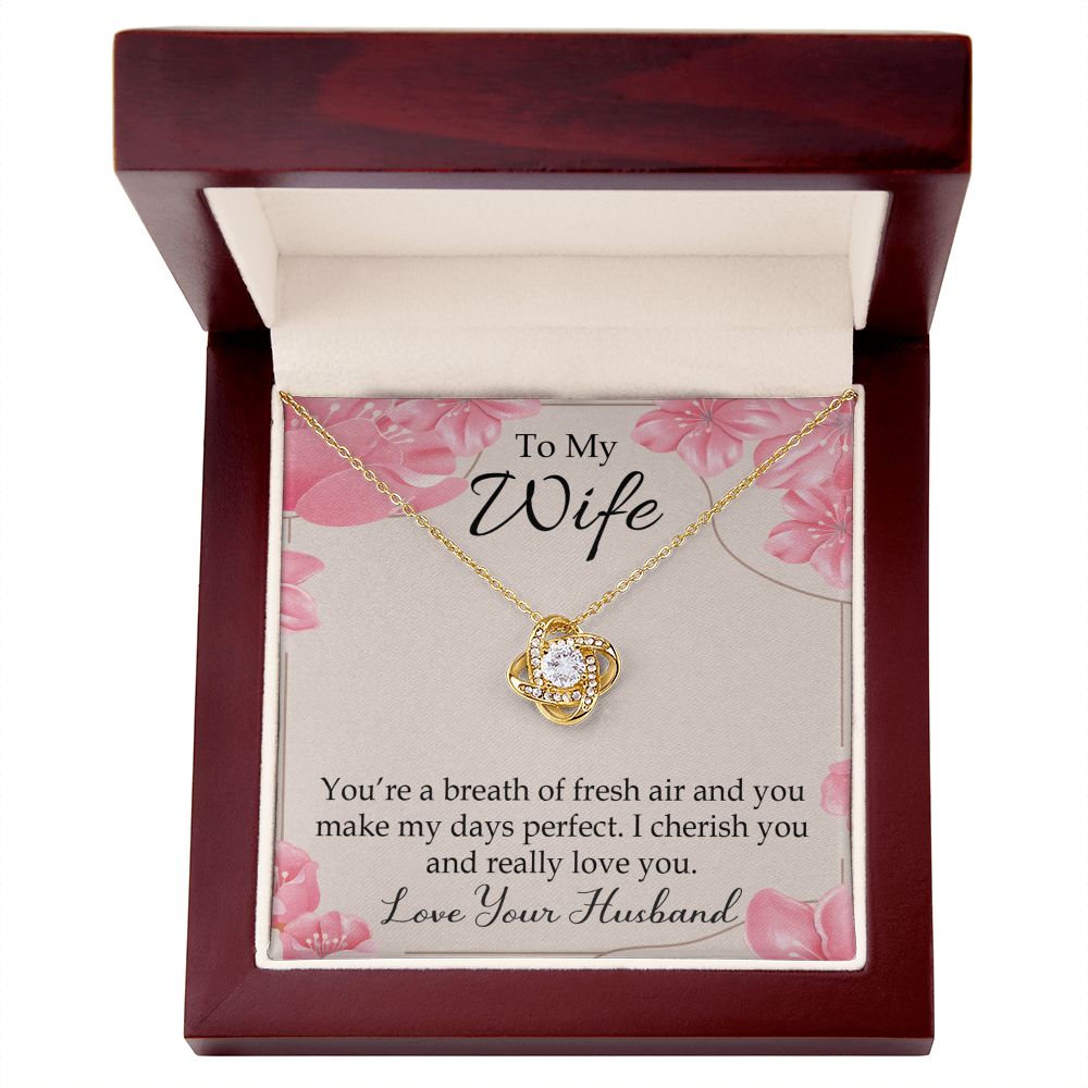 To My Wife You’re a Breath of Fresh Air Infinity Knot Necklace Message Card-Express Your Love Gifts