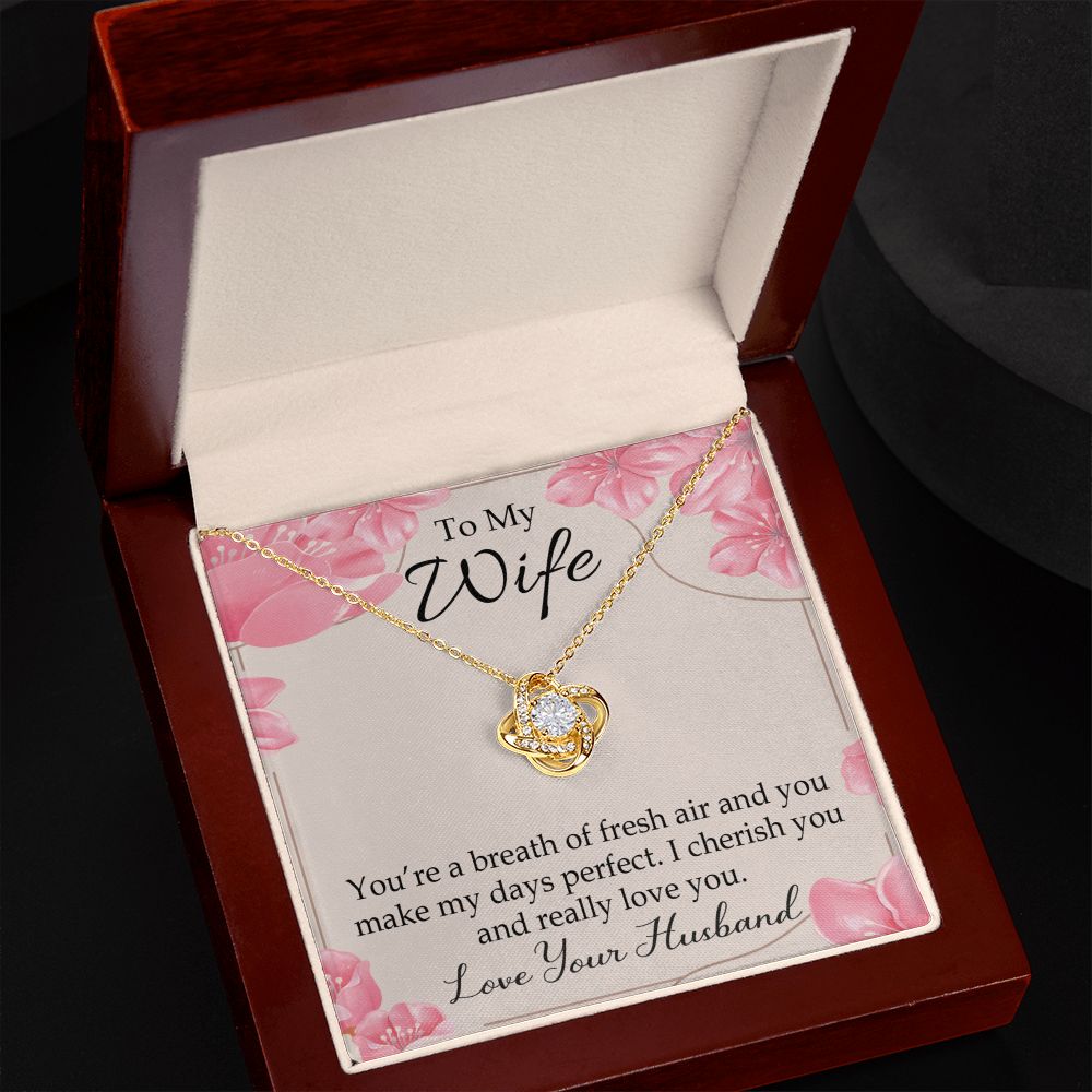 To My Wife You’re a Breath of Fresh Air Infinity Knot Necklace Message Card-Express Your Love Gifts