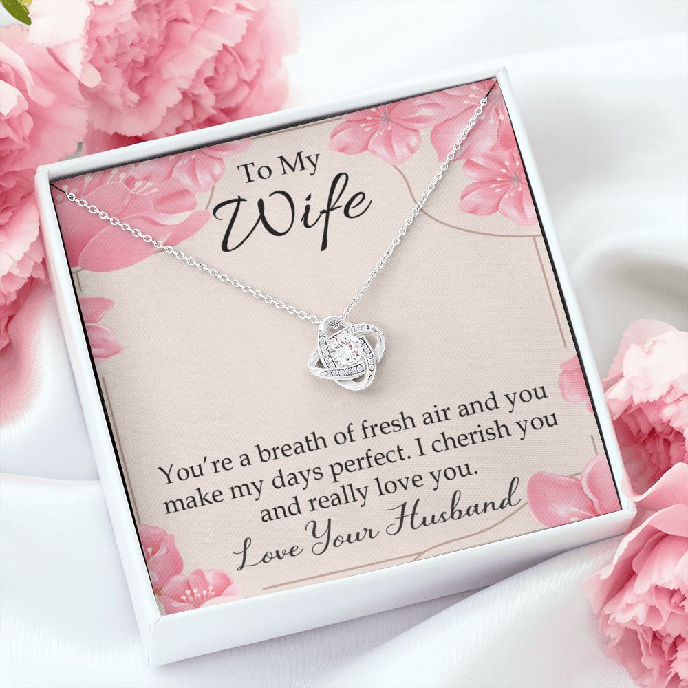 To My Wife You’re a Breath of Fresh Air Infinity Knot Necklace Message Card-Express Your Love Gifts